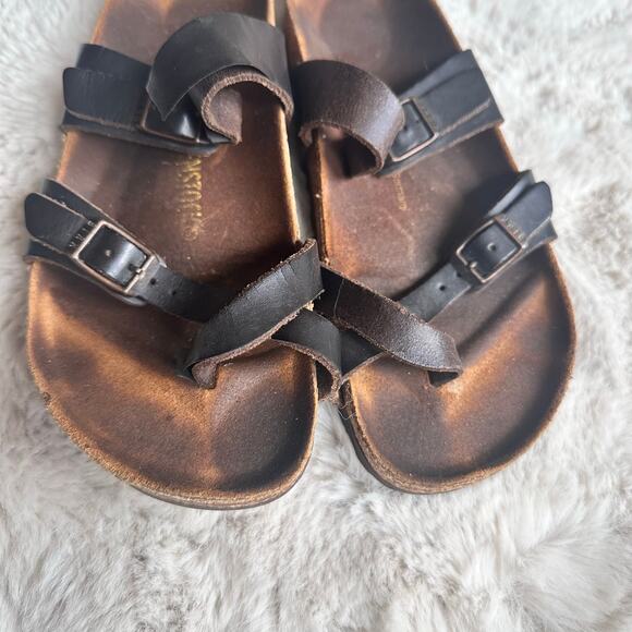 Birkenstock Womens Mayari Sandals Leather Toe‎ Loop Brown Size 37 US 7 Comfort - Picture 2 of 6